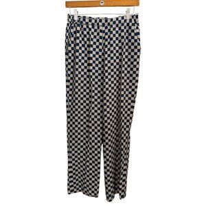 Anthropologie Kule Suki‎ Checker Pullon Straight Leg Pants Navy Beige S